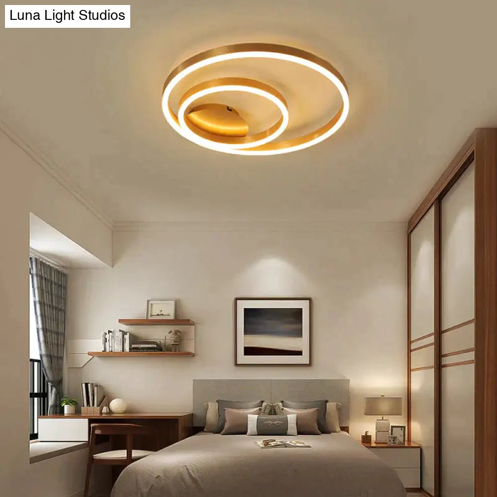 Golden Round Iron Led Ceiling Lights For Living Room Bedroom Indoor Home Lustre Lighting Fixtures