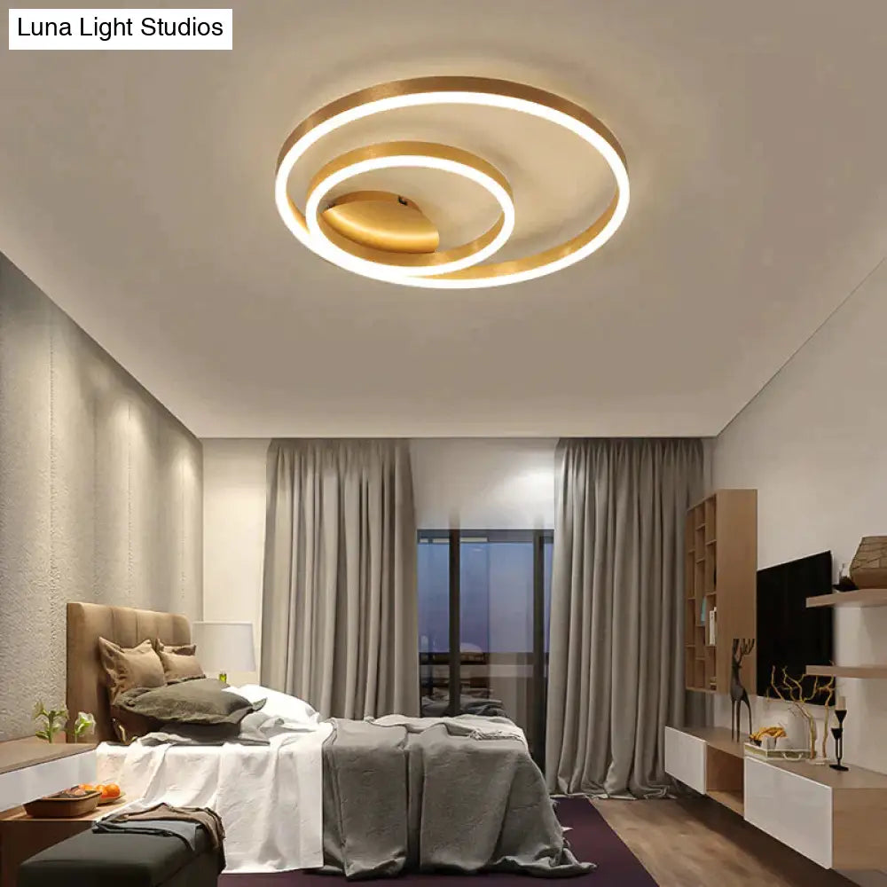 Golden Round Iron Led Ceiling Lights For Living Room Bedroom Indoor Home Lustre Lighting Fixtures