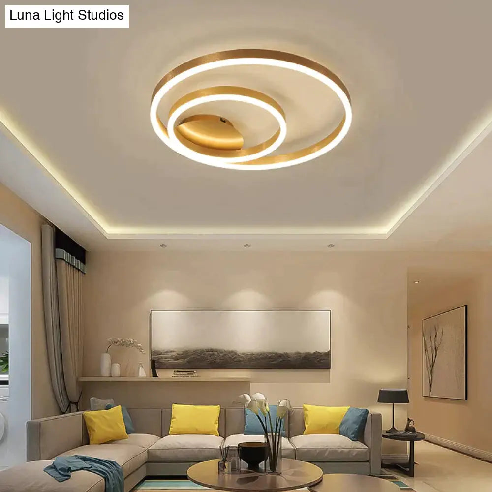 Golden Round Iron Led Ceiling Lights For Living Room Bedroom Indoor Home Lustre Lighting Fixtures