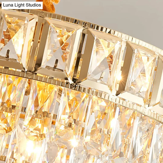 Golden Tiered Crystal Chandelier With 6/9-Light | Elegant Dining Room Hanging Lamp