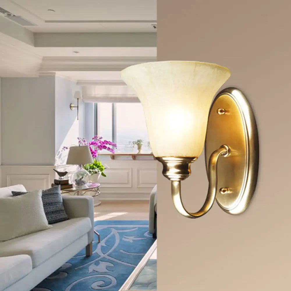 Gooseneck Wall Mounted Lamp - Modern Style With Opal Glass Shade Gold