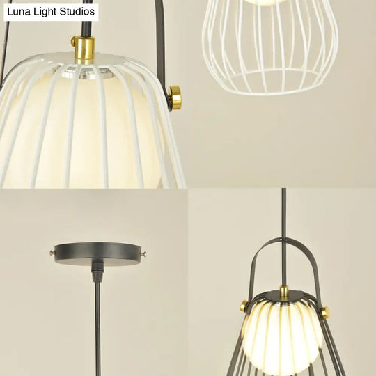 Gourd Cage Pendant Light Kit - Minimalist Metal Hanging Ceiling