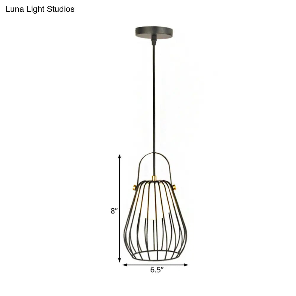 Gourd Cage Pendant Light Kit - Minimalist Metal Hanging Ceiling