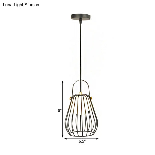 Gourd Cage Pendant Light Kit - Minimalist Metal Hanging Ceiling