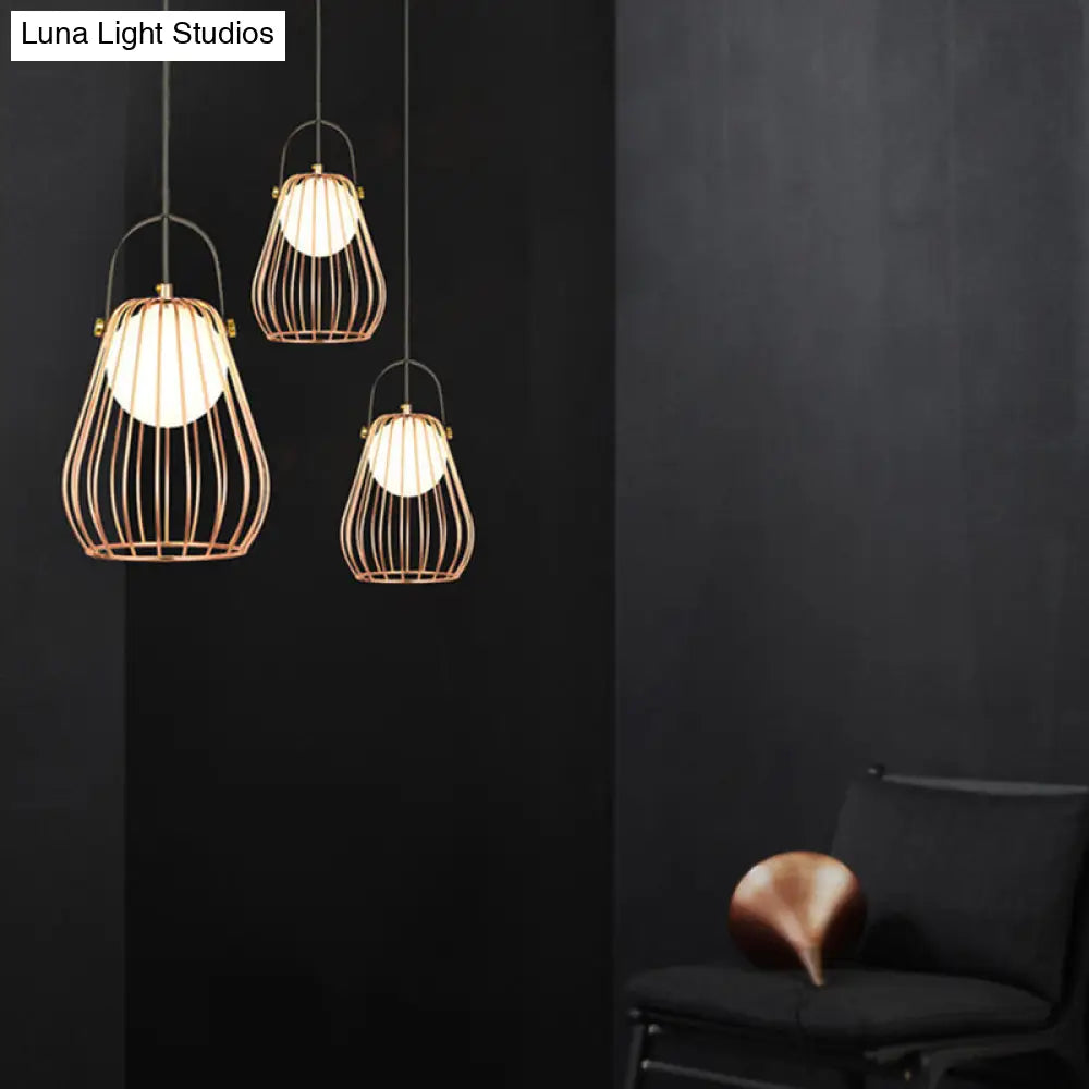 Gourd Cage Pendant Light Kit - Minimalist Metal Hanging Ceiling