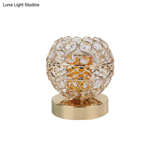 Retro Gold Crystal Globe Night Light With Aromatherapy Plate - Bedroom Lamp