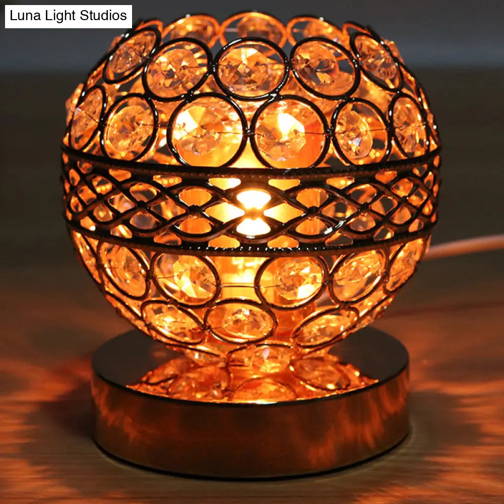 Grace - Golden Crystal Globe Night Light With Aromatherapy Plate