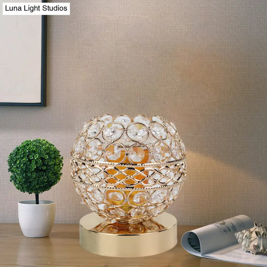 Retro Gold Crystal Globe Night Light With Aromatherapy Plate - Bedroom Lamp