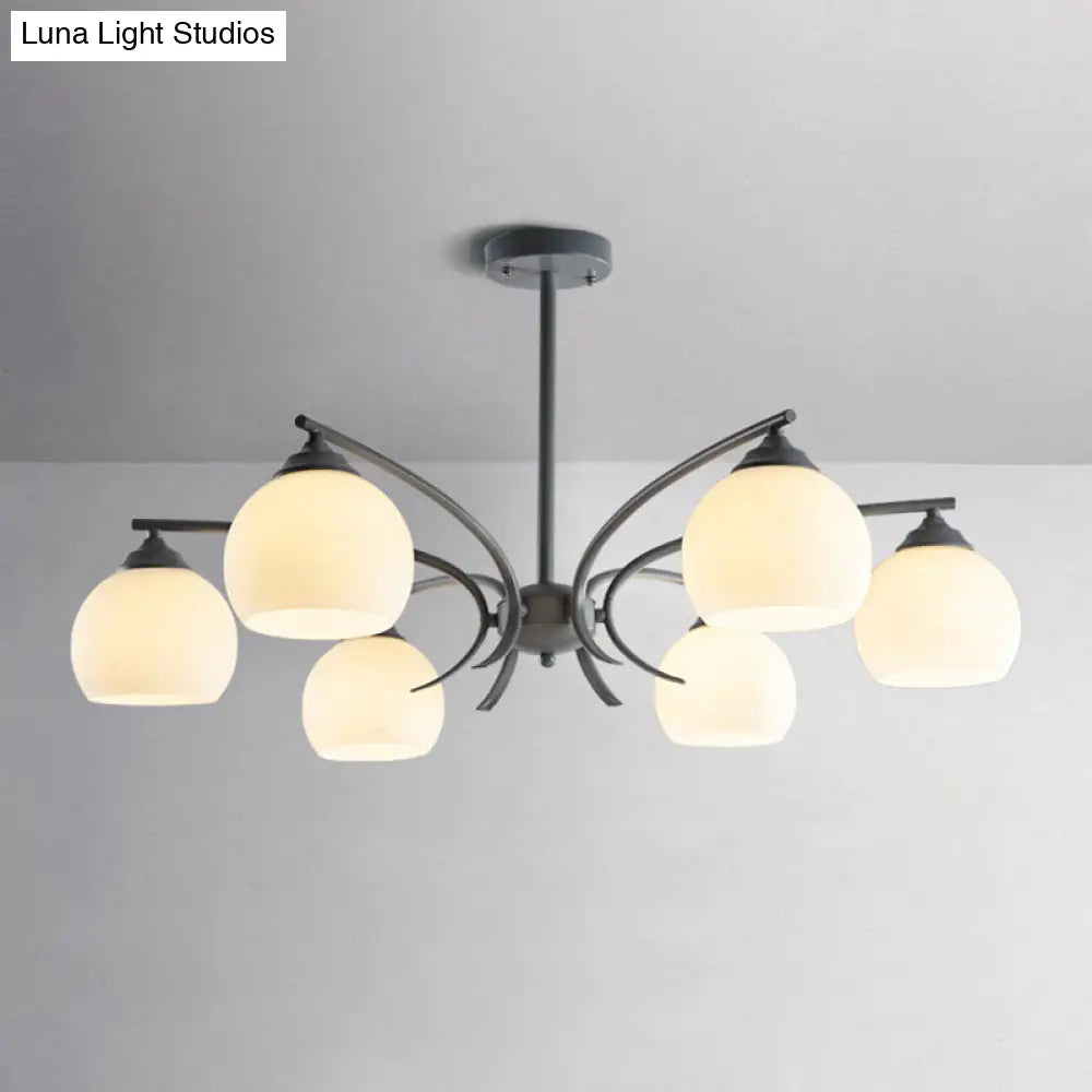 Grace - Opal Sphere Shade Living Room Chandelier Glass 6/8 Lights Macaron Stylish