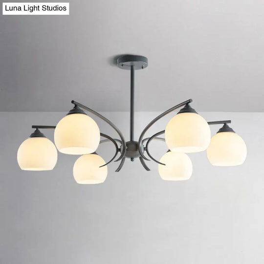 Grace - Opal Sphere Shade Living Room Chandelier Glass 6/8 Lights Macaron Stylish