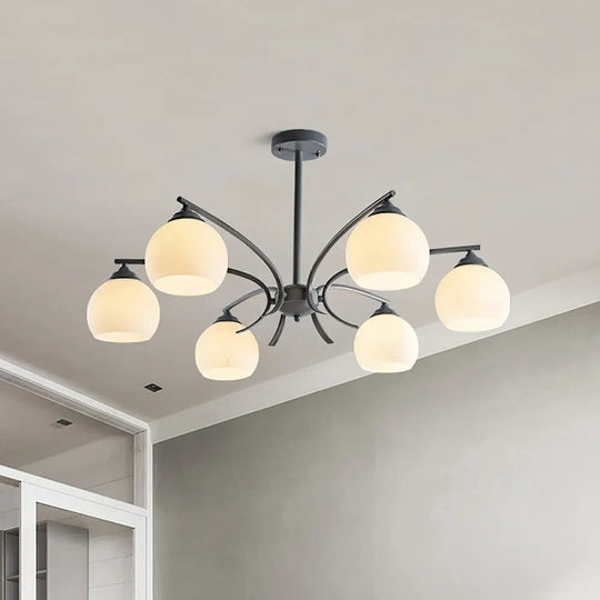 Grace - Opal Sphere Shade Living Room Chandelier Glass 6/8 Lights Macaron Stylish