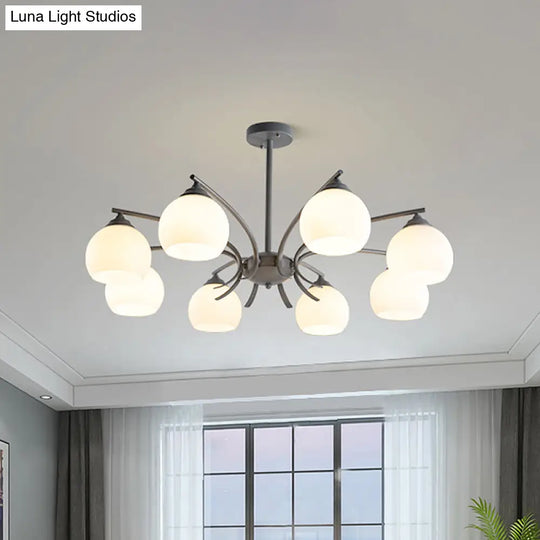 Grace - Opal Sphere Shade Living Room Chandelier Glass 6/8 Lights Macaron Stylish