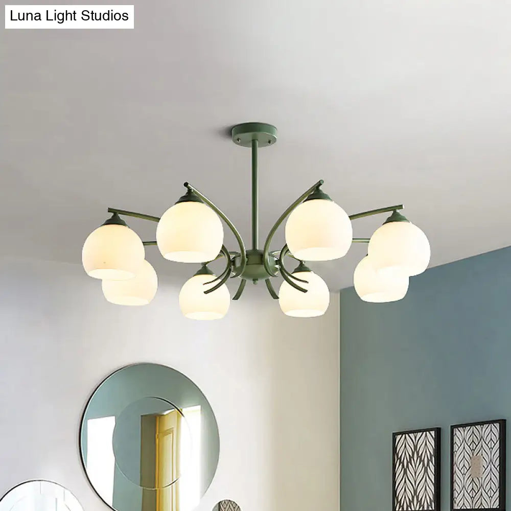 Grace - Opal Sphere Shade Living Room Chandelier Glass 6/8 Lights Macaron Stylish