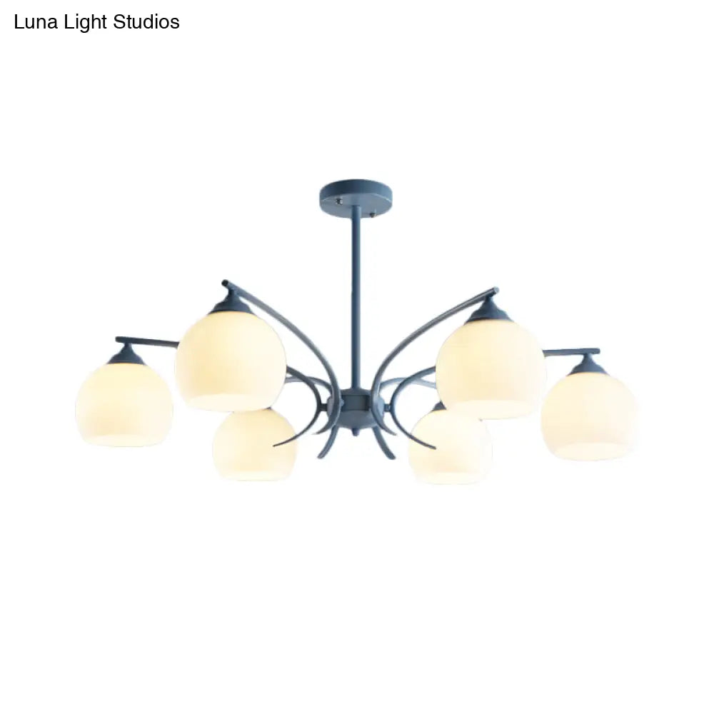 Stylish Opal Glass Living Room Chandelier - Sphere Shade 6/8 Lights Macaron-Inspired