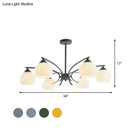 Stylish Opal Glass Living Room Chandelier - Sphere Shade 6/8 Lights Macaron-Inspired