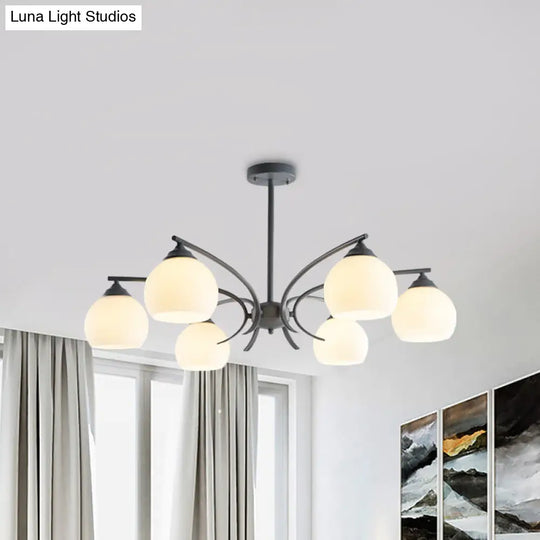 Stylish Opal Glass Living Room Chandelier - Sphere Shade 6/8 Lights Macaron-Inspired