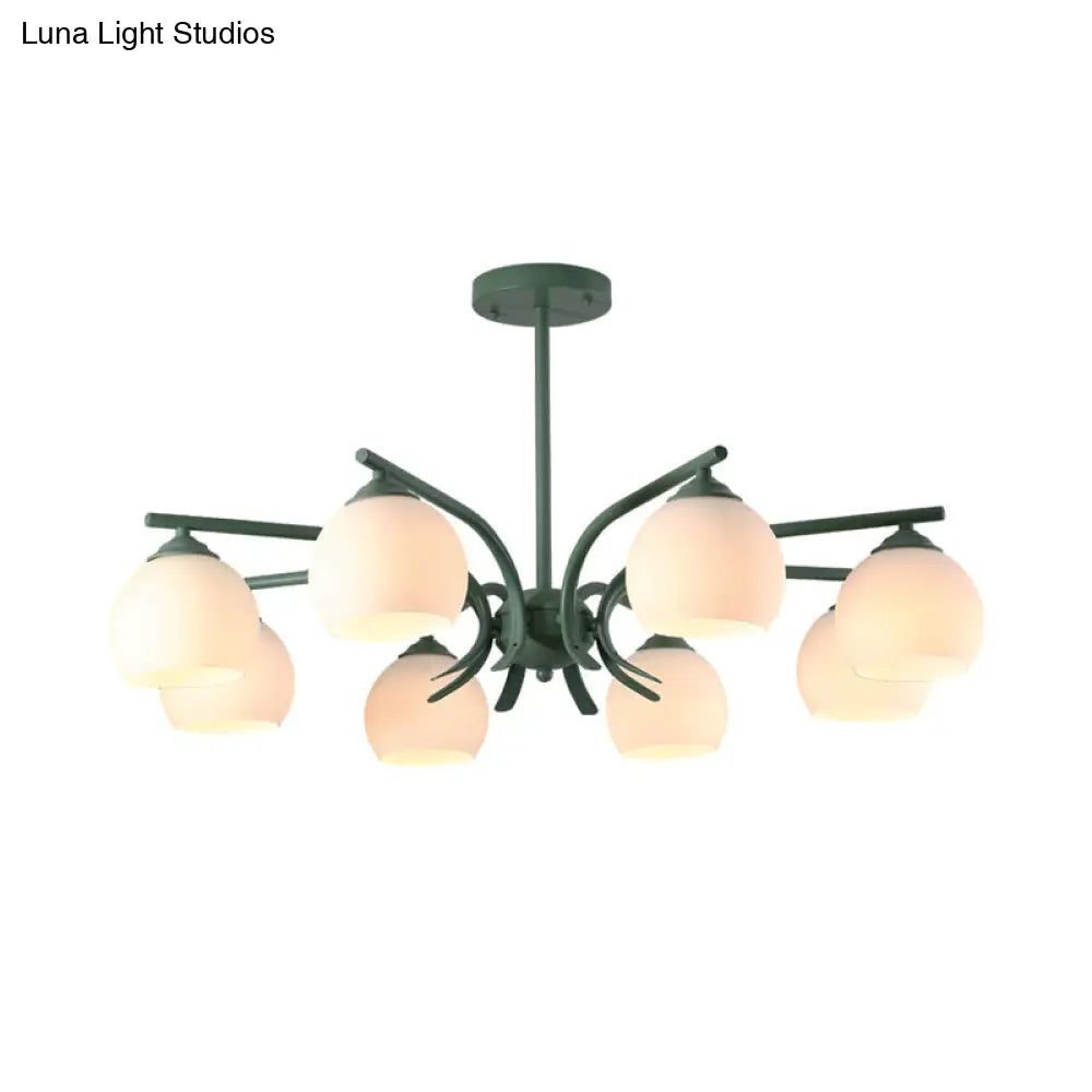 Stylish Opal Glass Living Room Chandelier - Sphere Shade 6/8 Lights Macaron-Inspired