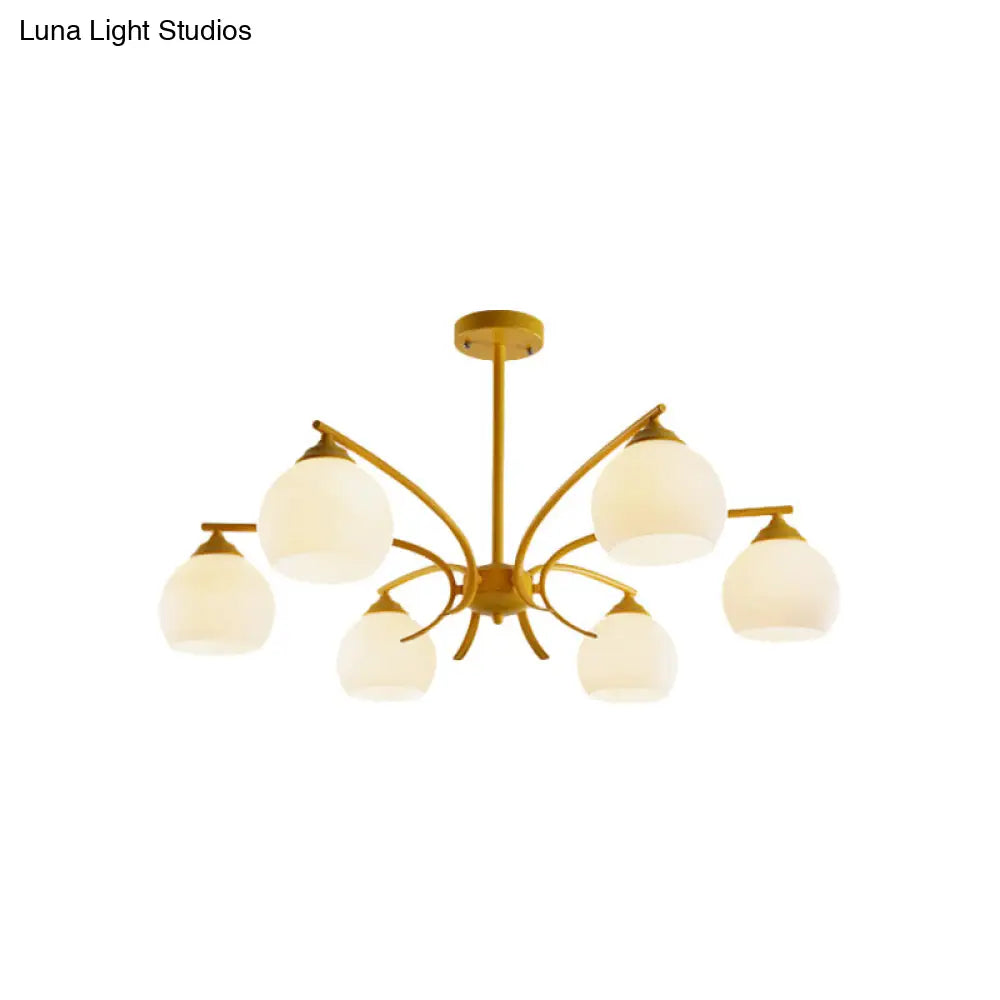 Stylish Opal Glass Living Room Chandelier - Sphere Shade 6/8 Lights Macaron-Inspired