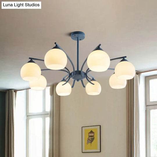 Stylish Opal Glass Living Room Chandelier - Sphere Shade 6/8 Lights Macaron-Inspired