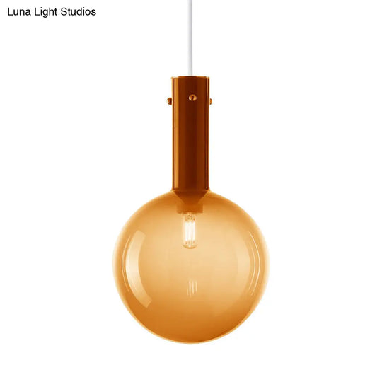 Modern Orb Pendant Lamp: Green/Orange Gradient Glass 1-Bulb Bedside Ceiling Light