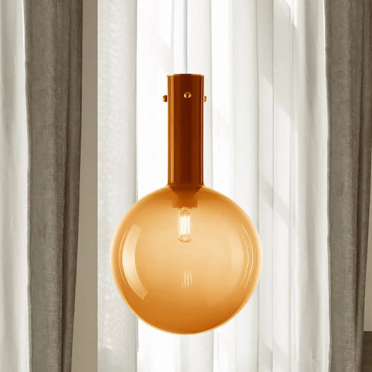 Gradient Green/Orange Glass Orb Pendant Lamp - Contemporary 1-Bulb Ceiling Light For Bedside