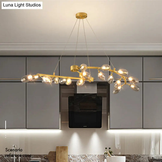 Grape Shape Metallic Hanging Chandelier - Post-Modern 20-Head Gold Finish Ceiling Light