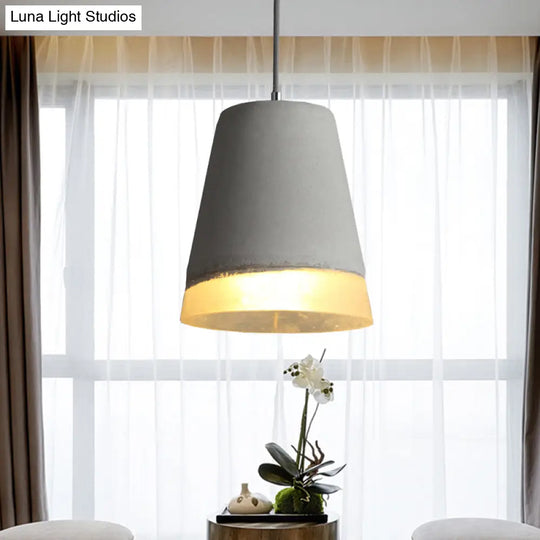 Gray Cement Empire Shade Pendant: Modern Hanging Lamp For Dining Room With 1 Light