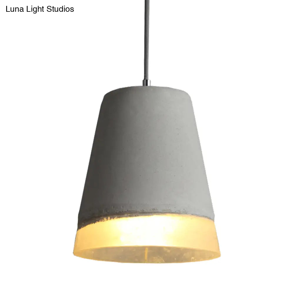 Gray Cement Empire Shade Pendant: Modern Hanging Lamp For Dining Room With 1 Light