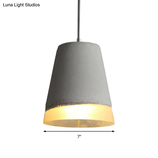 Gray Cement Empire Shade Pendant: Modern Hanging Lamp For Dining Room With 1 Light