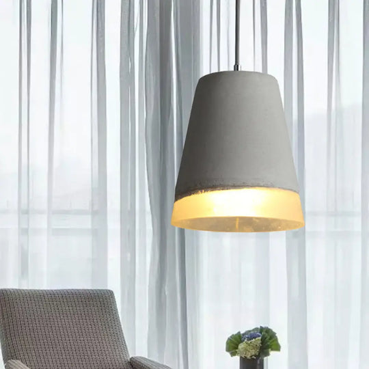 Gray Cement Empire Shade Pendant: Modern Hanging Lamp For Dining Room With 1 Light Grey