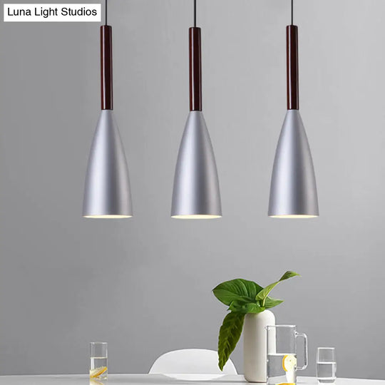 Gray Trumpet Pendulum Light - Stylish 1-Head Aluminum Ceiling Pendant For Bedside Nordic Design