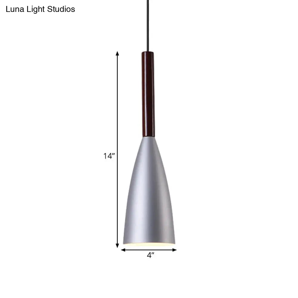 Modern Grey Trumpet Pendulum Light - Nordic Design 1 Head Aluminum Ceiling Pendant For Bedside