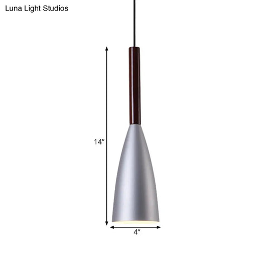 Modern Grey Trumpet Pendulum Light - Nordic Design 1 Head Aluminum Ceiling Pendant For Bedside