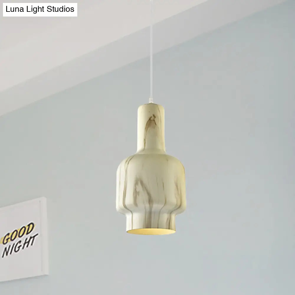 White/Green Pendant Ceiling Light - Aluminum Water Pot Suspension Lighting For Living Room