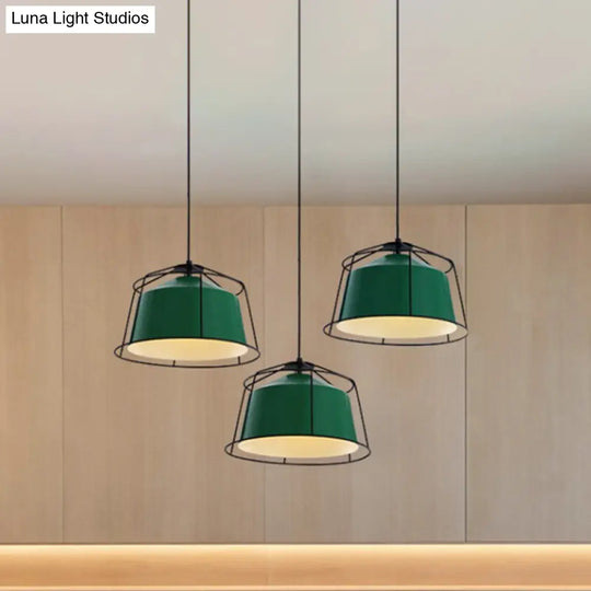 Green Barn Pendant Light: Loft Aluminum 1-Light With Cage Guard For Living Room Down Lighting