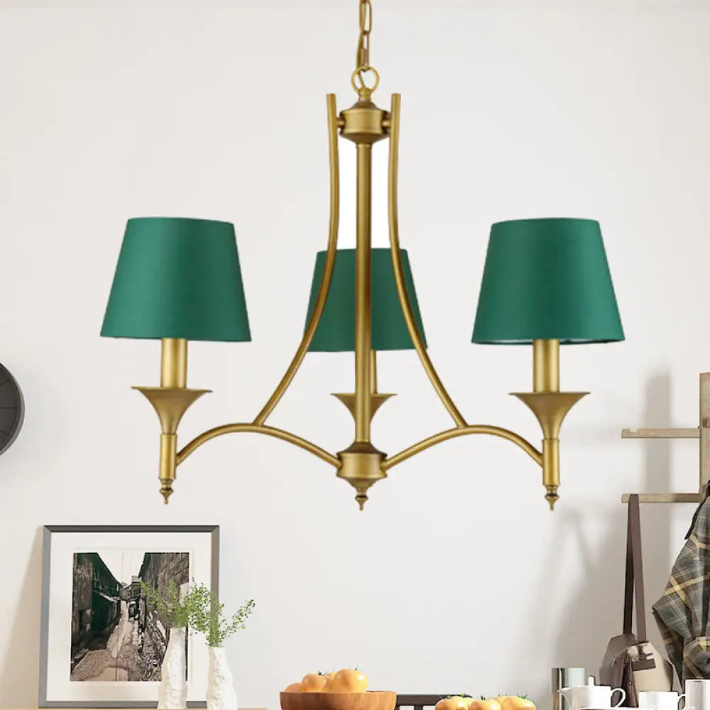 Green Cone Fabric Pendant Chandelier - Classic Bedroom Ceiling Fixture With 3/6/8 Lights 3 /