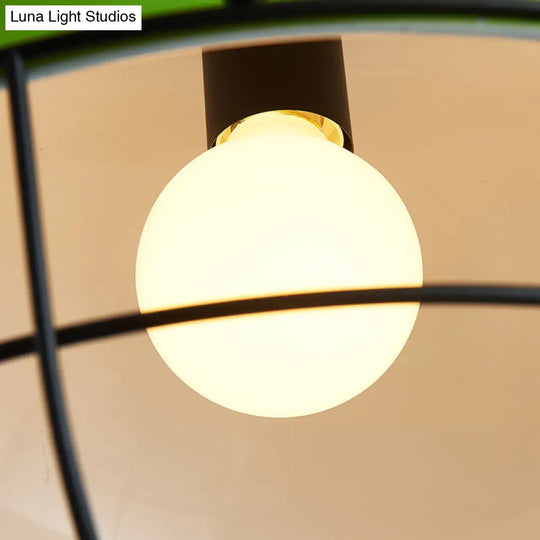 Green Domed Pendant Light - Vintage Industrial Metal Lamp For Dining Room