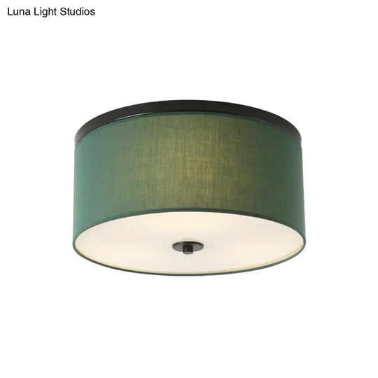 Green Fabric Flush Mount Lighting - Classic 5 Lights For Bedroom Ceiling