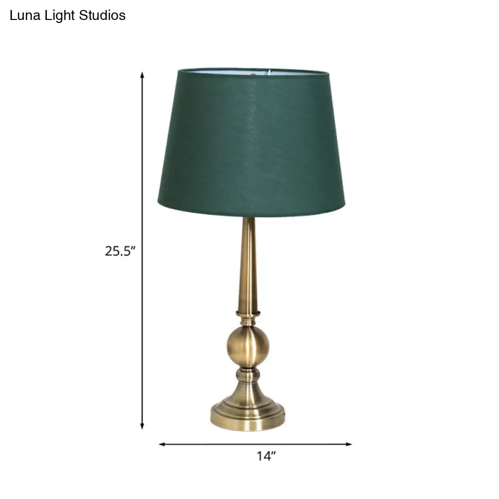 Green Fabric Table Lamp: Countryside Style With Ball Base For Living Room Lighting