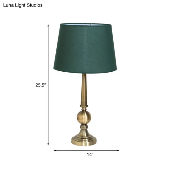 Green Fabric Table Lamp: Countryside Style With Ball Base For Living Room Lighting