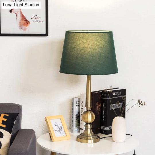 Green Fabric Table Lamp: Countryside Style With Ball Base For Living Room Lighting