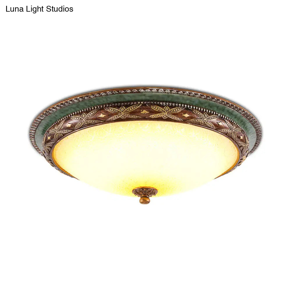 Green Flower Flush Mount Led Ceiling Light - Traditional Resin Design Warm/White