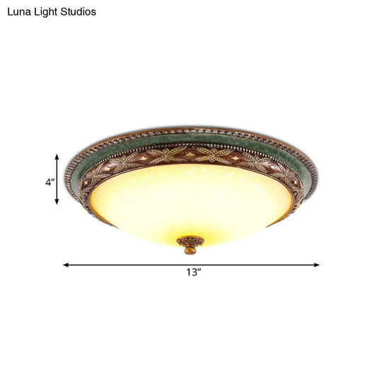 Green Flower Flush Mount Led Ceiling Light - Traditional Resin Design Warm/White 16/19.5/13.5 For