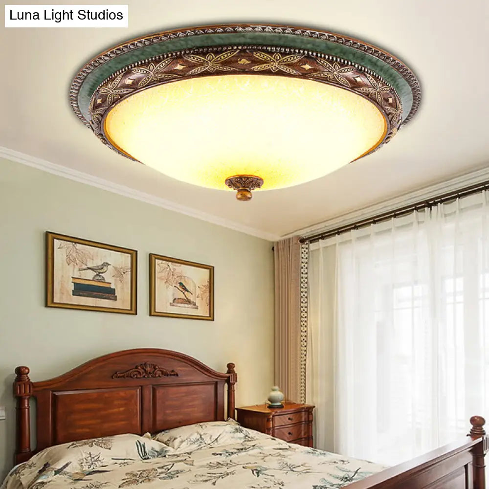 Green Flower Flush Mount Led Ceiling Light - Traditional Resin Design Warm/White 16/19.5/13.5 For