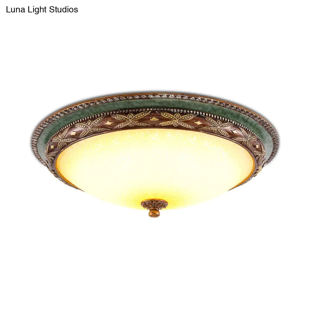 Green Flower Flush Mount Led Ceiling Light - Traditional Resin Design Warm/White 16/19.5/13.5 For