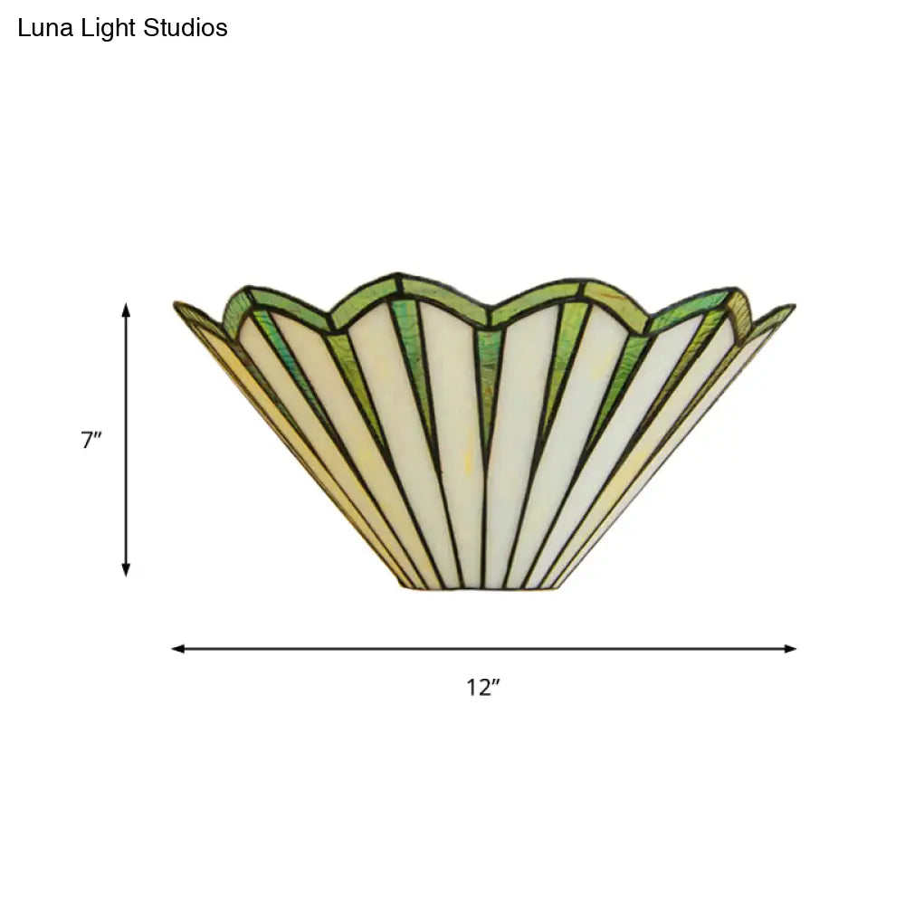 Green Glass Conical Sconce Light Simple Style Wall Lamp For Coffee Shops - 1