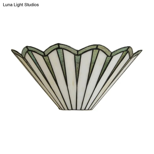 Green Glass Conical Sconce Light Simple Style Wall Lamp For Coffee Shops - 1