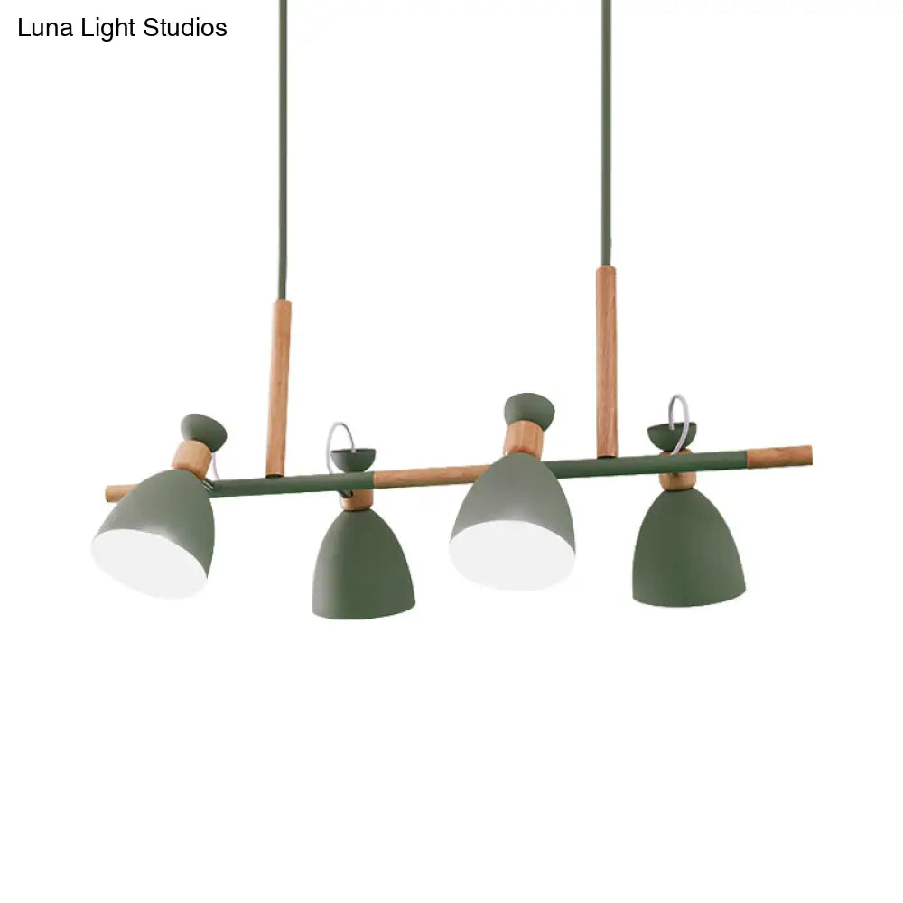 Green/Grey/White Metal Dome Shade Island Chandelier - Nordic Style Pendant Lamp With 4 Heads