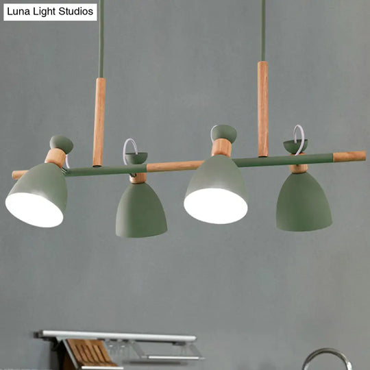 Green/Grey/White Metal Dome Shade Island Chandelier - Nordic Style Pendant Lamp With 4 Heads