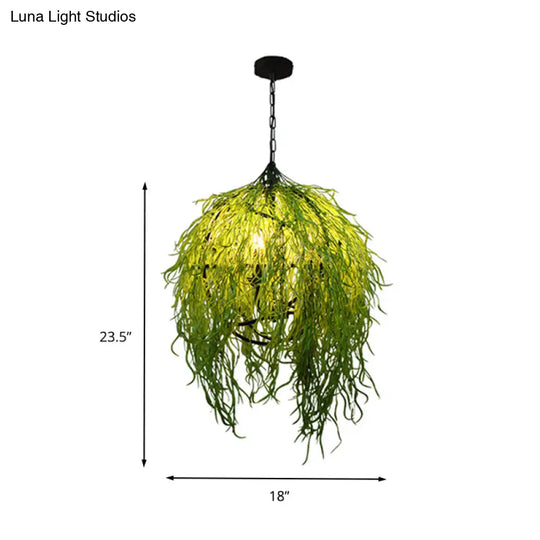 Green Metal Industrial Pendant Light Fixture - 3/4 Bulbs 18 Or 21.5 Wide Led Hanging Lamp Kit For